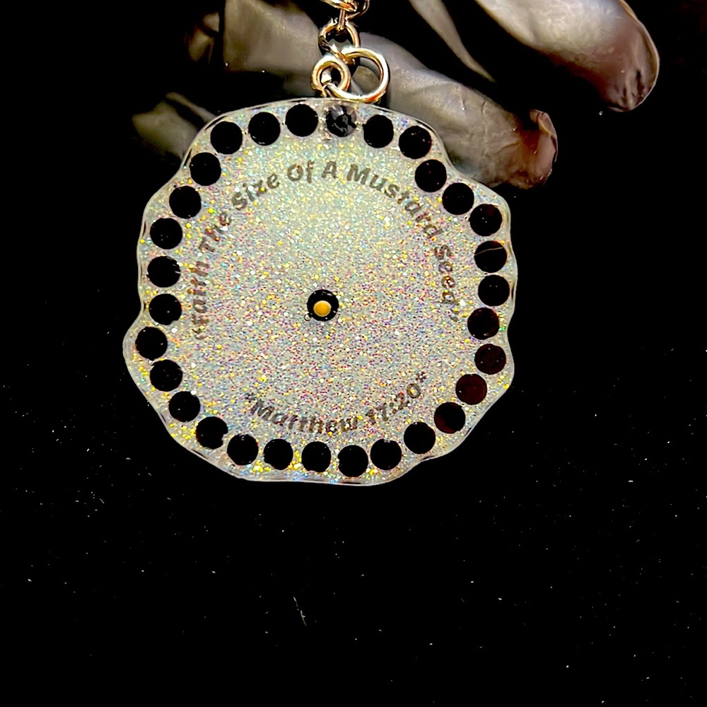 Resin keychain: “Faith the size of a mustard seed”